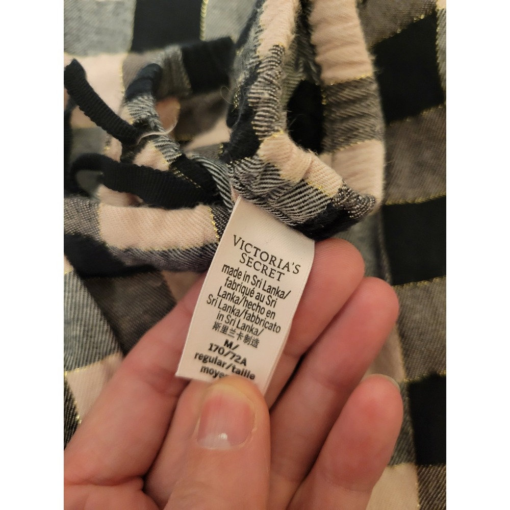 Victoria's Secret Pajama Set Women's Size Medium Black/Pink Plaid (2 Piece Set) - Picture 6 of 10